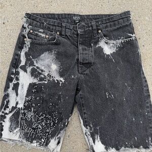 Black and White Custom Denim Shorts